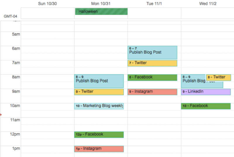 social content marketing calendar